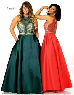 Style E1507 Envious Couture Red Size 26 Tall Height Floor Length Prom Ball gown on Queenly