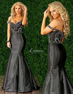 Style E1546 Envious Couture Black Size 6 Silk Prom Mermaid Dress on Queenly