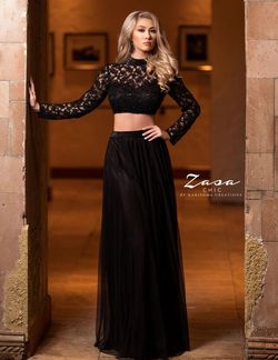 Style Z2079 Envious Couture Black Size 12 Prom Sleeves High Neck Straight Dress on Queenly