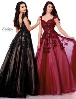 Style E1745 Envious Couture Black Size 6 Floor Length Pageant Tall Height Ball gown on Queenly