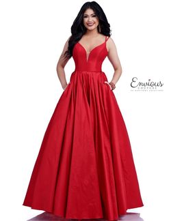 Style E1753 Envious Couture Red Size 10 Pockets Ball gown on Queenly