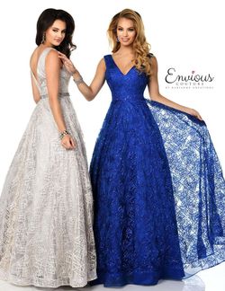Style E1231 Envious Couture Blue Size 14 Floor Length Tall Height Ball gown on Queenly