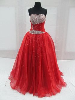 Style 2026 Envious Couture Red Size 6 Tulle Beaded Top Prom Pageant Ball gown on Queenly