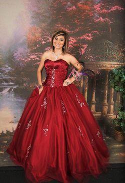Style 2108 Envious Couture Red Size 12 Plus Size Tulle Floor Length Ball gown on Queenly