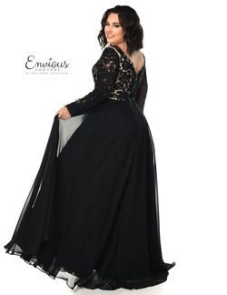 Style E1237 Envious Couture Black Tie Size 28 Straight Dress on Queenly