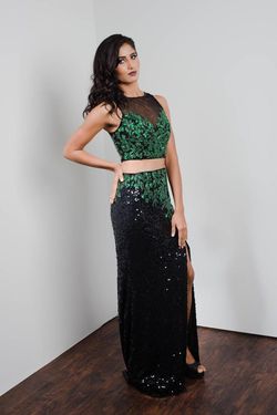 Style 12829 Envious Couture Green Size 6 Sheer Black Tie Two Piece Side slit Dress on Queenly