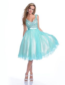 Style 16131 Envious Couture Blue Size 16 Tall Height Midi Cocktail Dress on Queenly