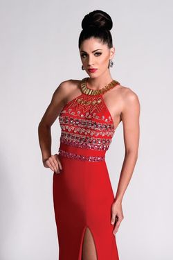 Style 15058 Envious Couture Red Size 0 Prom Black Tie Side slit Dress on Queenly