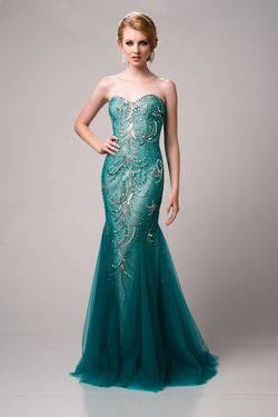 Style 15088 Envious Couture Green Size 10 Teal Floor Length Mermaid Dress on Queenly