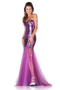 Style 3714 Envious Couture Purple Size 2 Tall Height Floor Length Mermaid Dress on Queenly