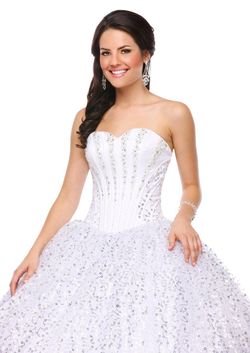 Style 2025 Envious Couture White Size 8 Sequin Ball gown on Queenly