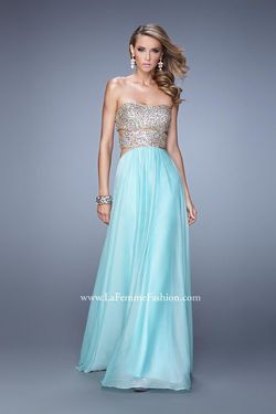 Style 20904 La Femme Green Size 00 Tulle Tall Height Floor Length A-line Dress on Queenly