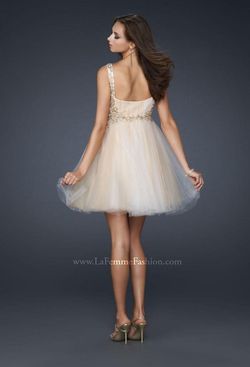 Style 17500 La Femme Nude Size 6 Tulle Embroidery Cocktail Dress on Queenly