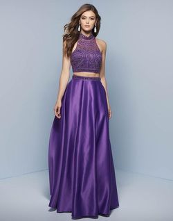 Style J761 Splash Prom Purple Size 10 Tall Height Military A-line Dress on Queenly