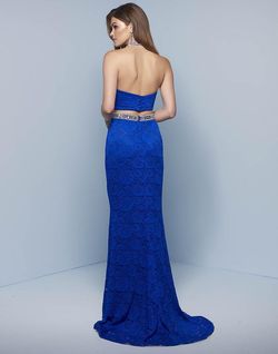 Style J753 Splash Prom Blue Size 6 Floor Length Black Tie Straight Dress on Queenly