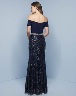 Style J820 Splash Prom Blue Size 4 Black Tie Sequin Straight Dress on Queenly