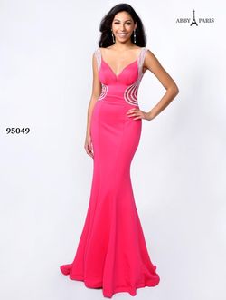 Style 95049 Lucci Lu Pink Size 2 V Neck Barbiecore Sequin Mermaid Dress on Queenly