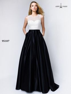 Style 95107 Lucci Lu Black Size 8 Cut Out Jewelled Ball gown on Queenly