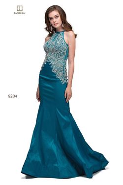 Style 8204 Lucci Lu Green Size 8 Prom Tall Height Mermaid Dress on Queenly
