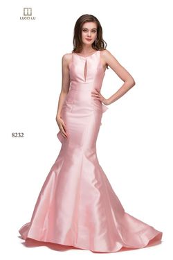 Style 8232 Lucci Lu Pink Size 2 Floor Length Sheer Mermaid Dress on Queenly