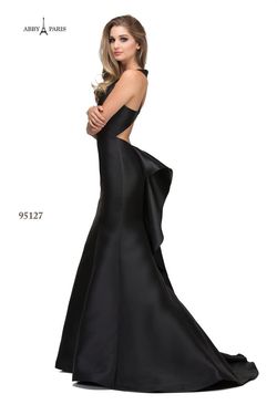 Style 95127 Lucci Lu Black Size 12 Floor Length Silk Mermaid Dress on Queenly