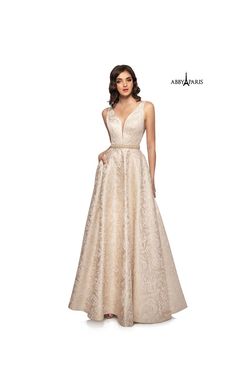 Style 981079 Lucci Lu Gold Size 4 Tall Height Floor Length A-line Dress on Queenly