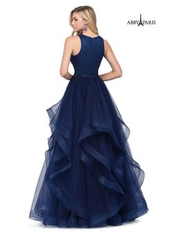 Style 981018 Lucci Lu Blue Size 18 Plus Size Tulle Ball gown on Queenly