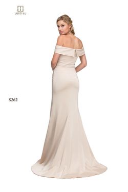 Style 8262 Lucci Lu Gold Size 2 Cap Sleeve Tall Height Wedding Guest Side slit Dress on Queenly