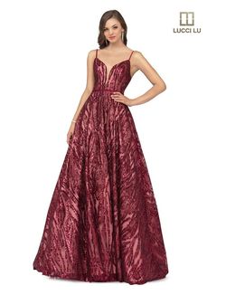 Style 28016 Lucci Lu Red Size 6 Floor Length Tulle A-line Dress on Queenly