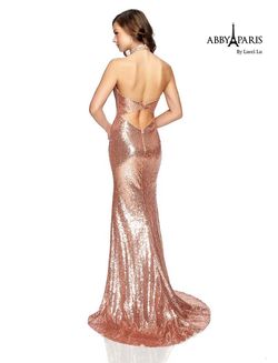 Style 981001 Lucci Lu Rose Gold Size 10 Military Sequined Jewelled Mermaid Dress on Queenly