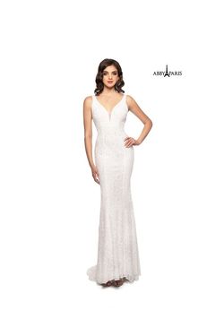 Style 95130 Lucci Lu White Size 0 Lace Jersey $300 Mermaid Dress on Queenly