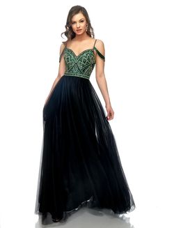 Style 28003 Lucci Lu Black Size 20 Floor Length Emerald Tall Height Plus Size Tulle Ball gown on Queenly