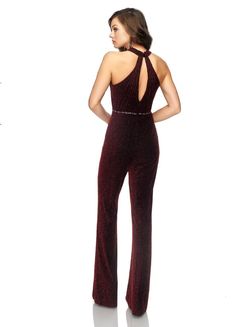 Style 28009 Lucci Lu Red Size 12 Floor Length Jersey Plus Size Jumpsuit Dress on Queenly