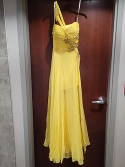 Style 1470 Sherri Hill Yellow Size 8 50 Off Black Tie Side slit Dress on Queenly
