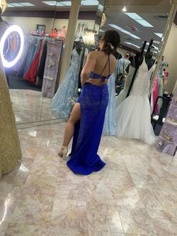 Rachel Allan Blue Size 4 Prom Cut Out $300 Straight Dress on Queenly