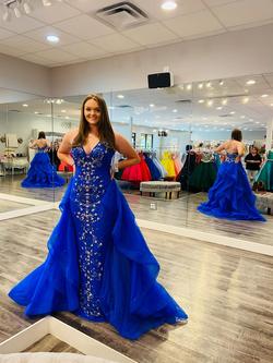 Johnathan Kayne Blue Size 8 Jewelled Prom Pageant Train Dress on Queenly