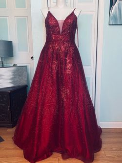 Clarisse Red Size 16 Sequin Jewelled Pageant Floor Length Ball gown on Queenly