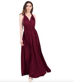 Style B073CGBPLG IWEMEK Red Size 2 Floor Length Burgundy Military Straight Dress on Queenly