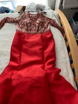 MoriLee Red Size 18 Long Sleeve Mori Lee Prom Mermaid Dress on Queenly
