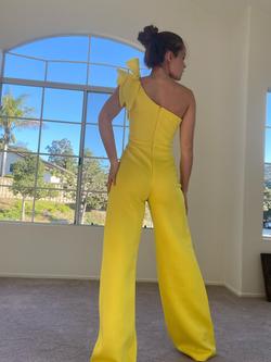 Jovani Yellow Size 4 Black Tie Jumpsuit Dress on Queenly