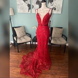 Jovani Red Size 10 Prom Fitted Pageant Mermaid Dress on Queenly
