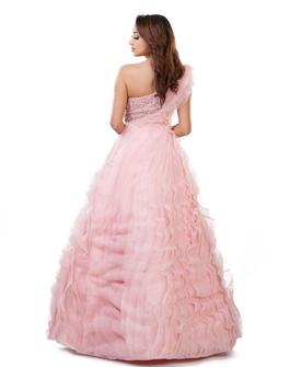 Style 11155 Mac Duggal Pink Size 2 Ruffles Custom Ball gown on Queenly