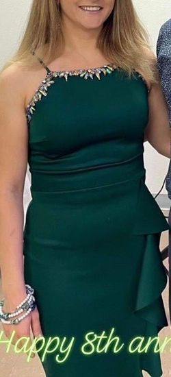 Unknown Green Size 4 Midi Jersey $300 Cocktail Dress on Queenly
