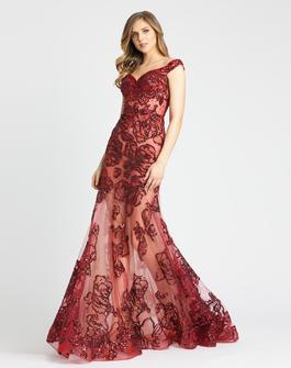 Style 20256 Mac Duggal Red Size 4 Burgundy Mermaid Dress on Queenly