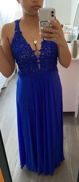 Faviana Blue Size 4 Prom Ball gown on Queenly