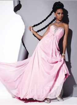 Style 12347 Studio 17 Pink Size 8 Floor Length Sequin A-line Dress on Queenly