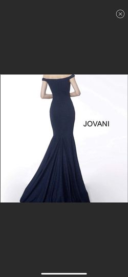 Jovani Blue Size 0 Floor Length Navy Mermaid Dress on Queenly