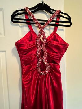 Faviana Red Size 10 Black Tie Prom $300 Straight Dress on Queenly