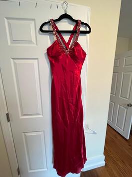 Faviana Red Size 10 Black Tie Prom $300 Straight Dress on Queenly