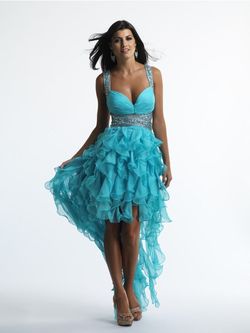 Style 8819 Dave and Johnny Blue Size 4 Turquoise Cocktail Dress on Queenly